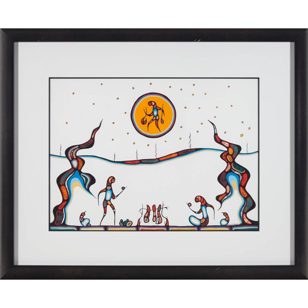 Goyce Kakegamic comparable auction result: goyce kakegamic canadian b 1948 untitled campfire cooking