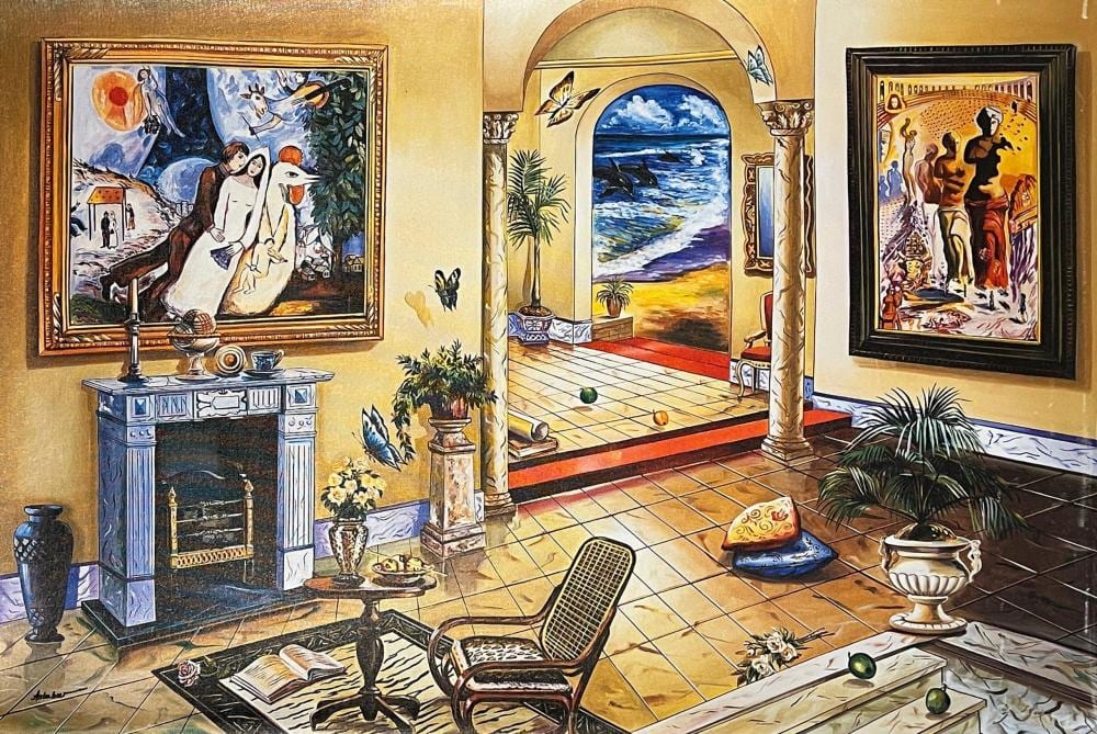 Alexander Astahov comparable auction result: alexander astahov signed numbered limited ed interior with chagall