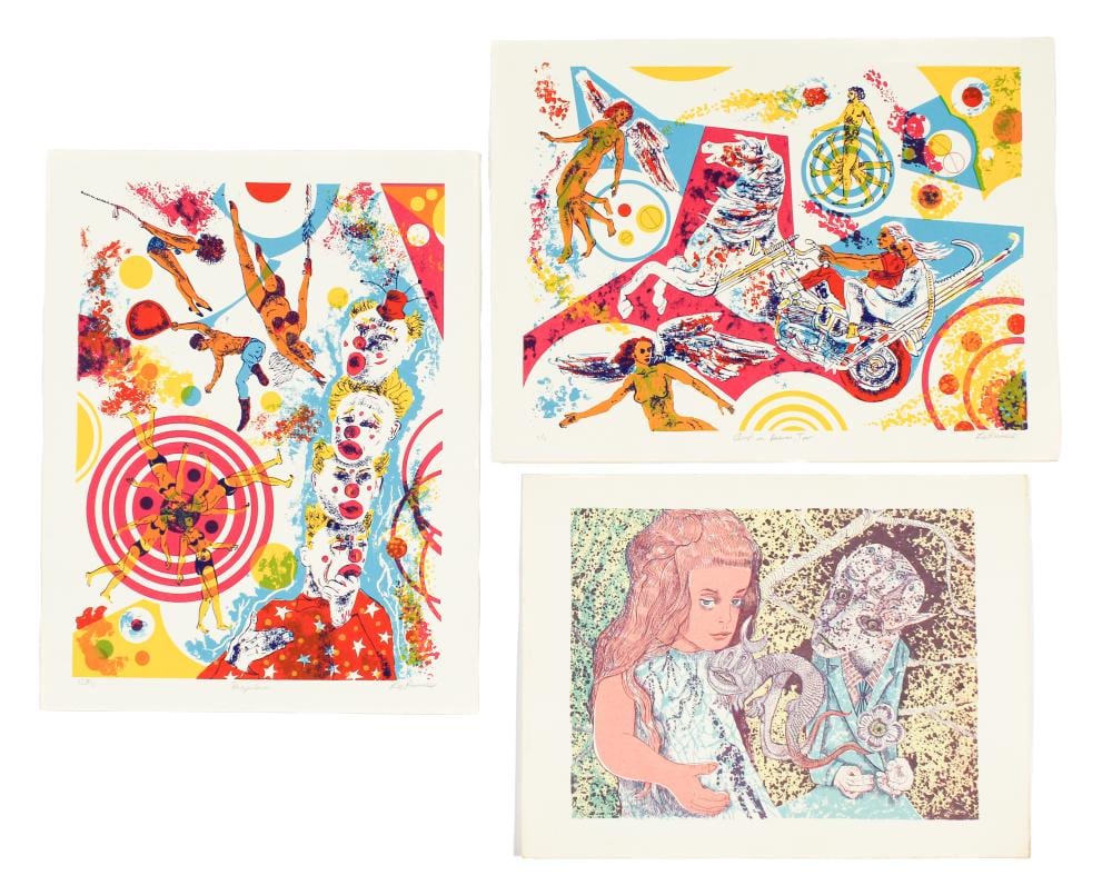 Leo Russell comparable auction result: leo russell american 1917 1985 three serigraphs propulsion etc