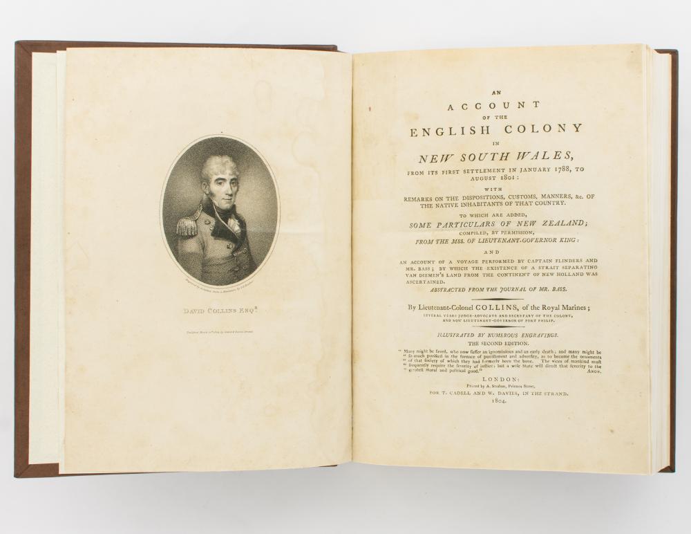 Collins: An Account of the English Colony of NSW (1804) sold by Michael Treloar Antiquarian Booksellers, lot 41 — auction record photograph