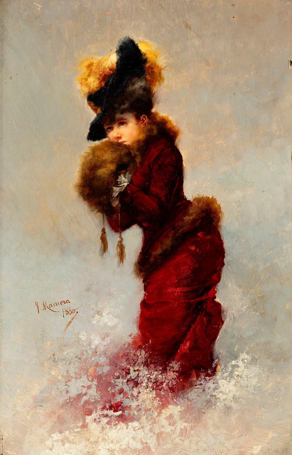 Francisco Masriera y Manovens comparable auction result: francisco masriera y manovens barcelona 1842 1902 lady 1880 oil on canvas signed and dated in the central left part golden frame with some faults