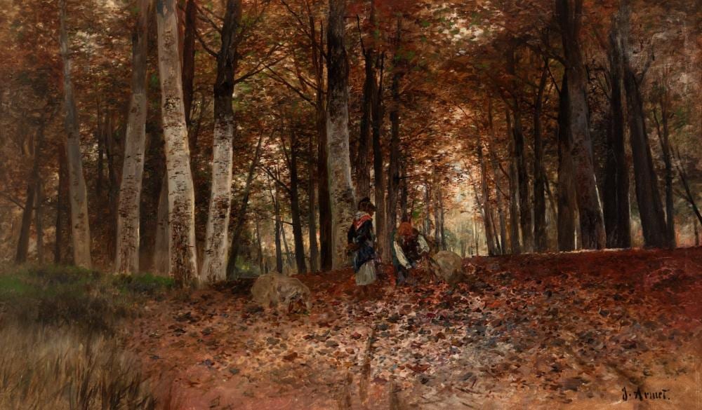 Josep Armet Portanell comparable auction result: josep armet portanell barcelona 1843 1911 forest with figures oil on canvas signed
