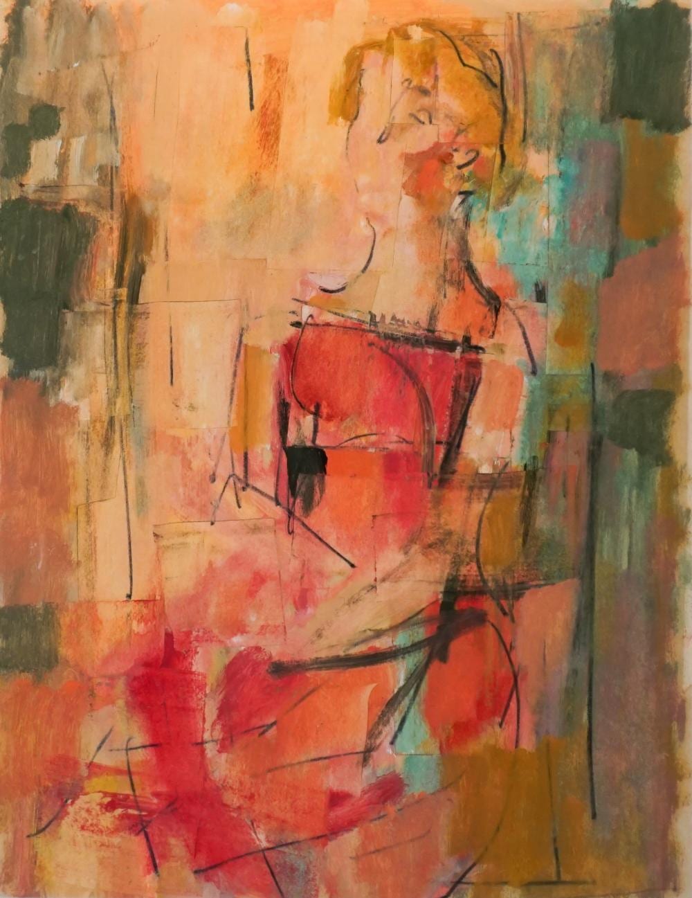 Robert Franklin Gates comparable auction result: robert franklin gates american 1906 1982 untitled seated woman acrylic collage on paper sight size 21 3 4 x 16 1 4 in 55 2 x 41 3 cm