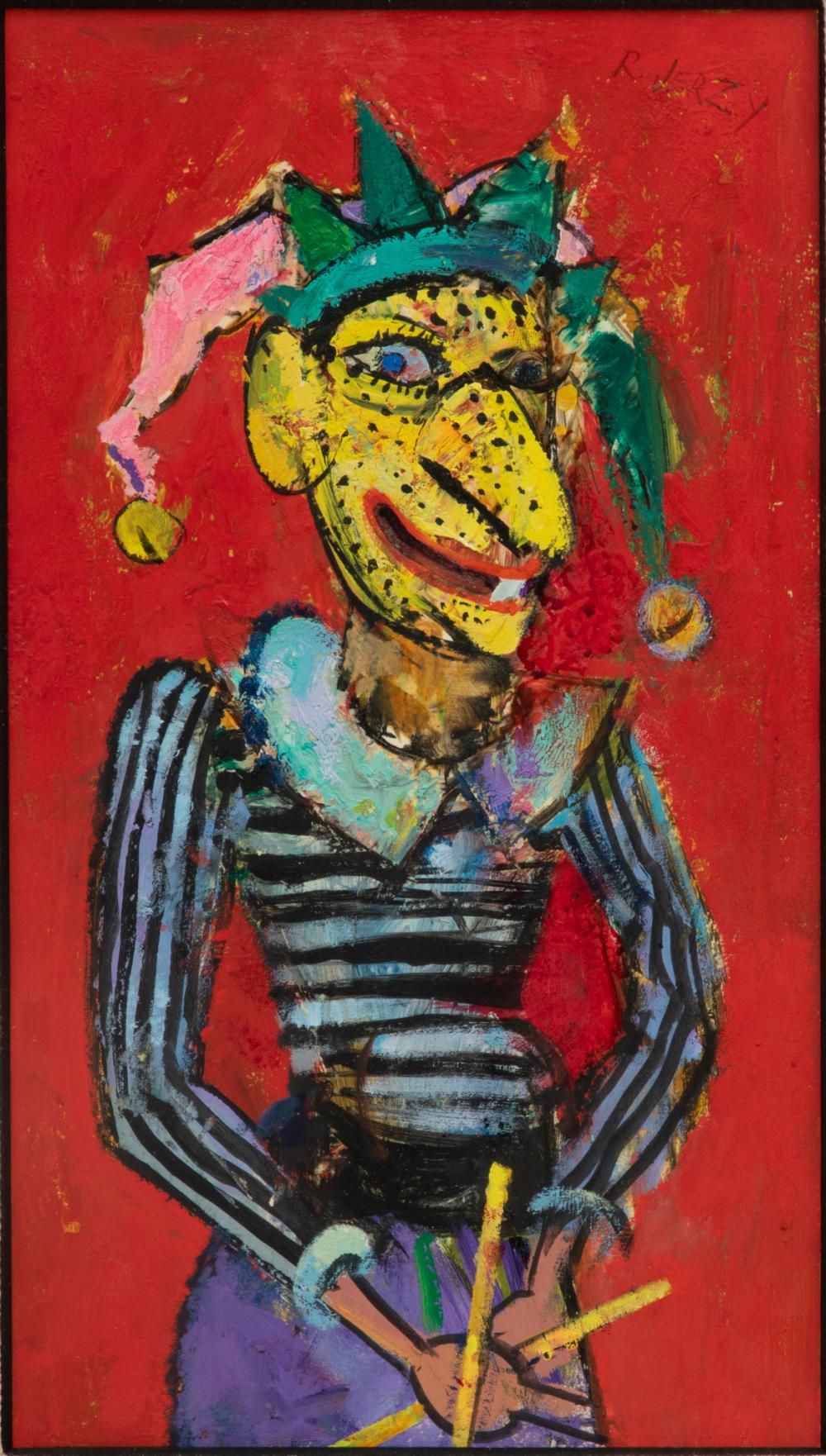 Richard Jerzy comparable auction result: richard jerzy american 1943 2001 acrylic on paper indonesian puppet h 15 w 9