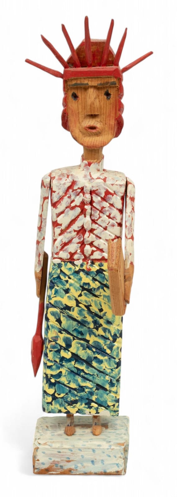 Carl McKenzie comparable auction result: carl mckenzie american 1905 1998 folk art painted wood assemblage lady liberty h 20 5 w 4 25 depth 3 5