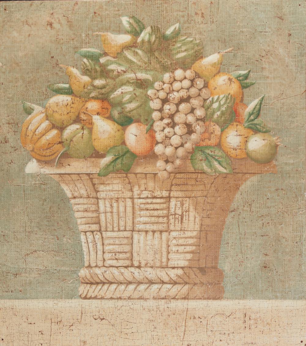 Jacques Lamy comparable auction result: jacques lamy american b 1946 still life of a fruit basket painted plaster on burlap 36 x 32in 90 x 80cm