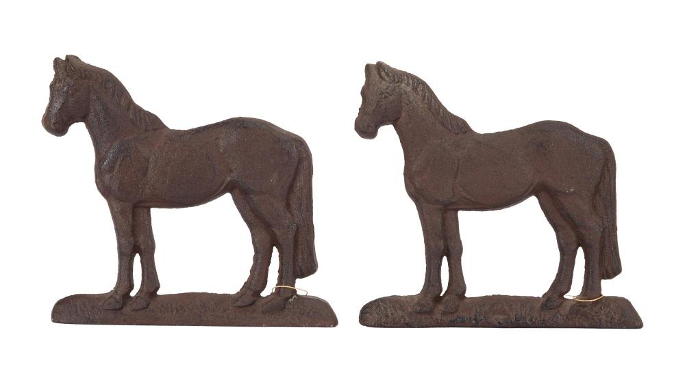 Olivia Newton-John | Pair of Cast Iron Horse Door Stops sold by Julien's Auctions, lot 150 — auction record photograph