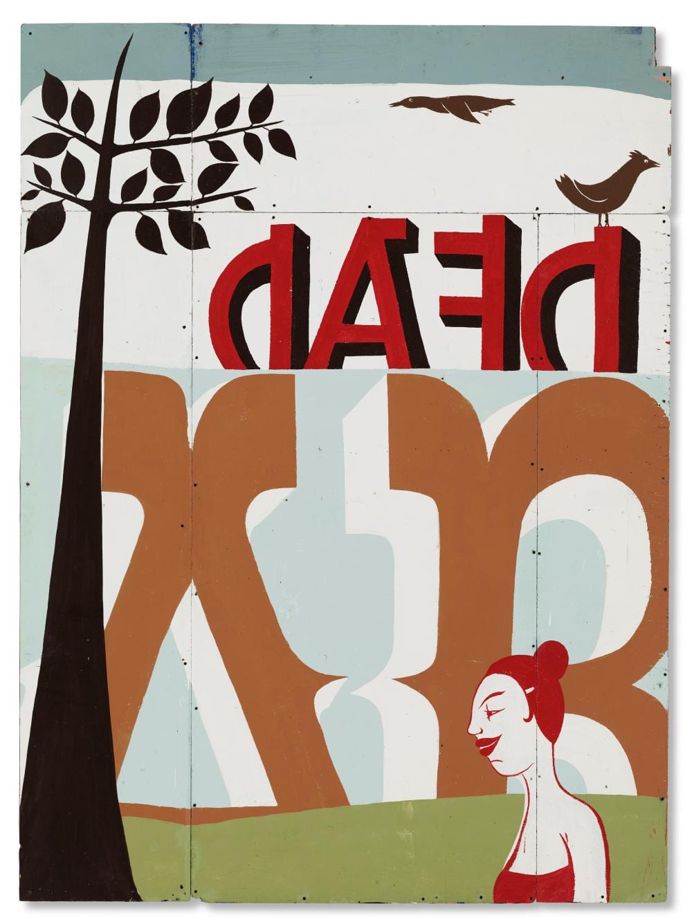 Margaret Kilgallen comparable auction result: margaret kilgallen 1967 2001 untitled latex on panel in four joined pa