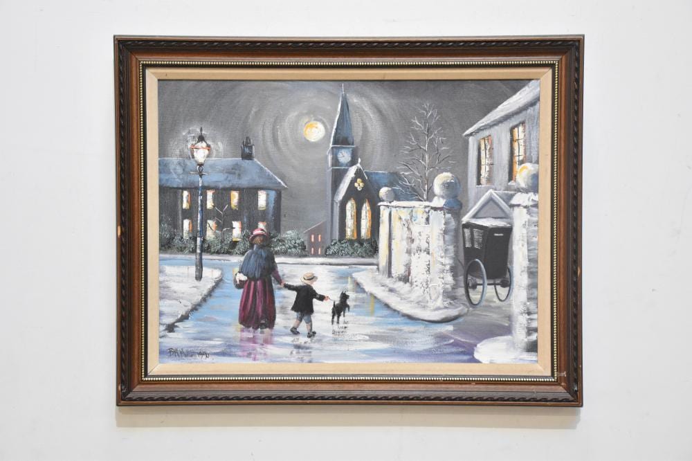 bernard mcmullen 1952 2015 oil on canvas mother and child with dog in victorian street scene signed 44 x 60cm framed · Adam Partridge Auctioneers · 2024-12-06 Bernard McMullen comparable auction result: bernard mcmullen 1952 2015 oil on canvas mother and child with dog in victorian street scene signed 44 x 60cm framed