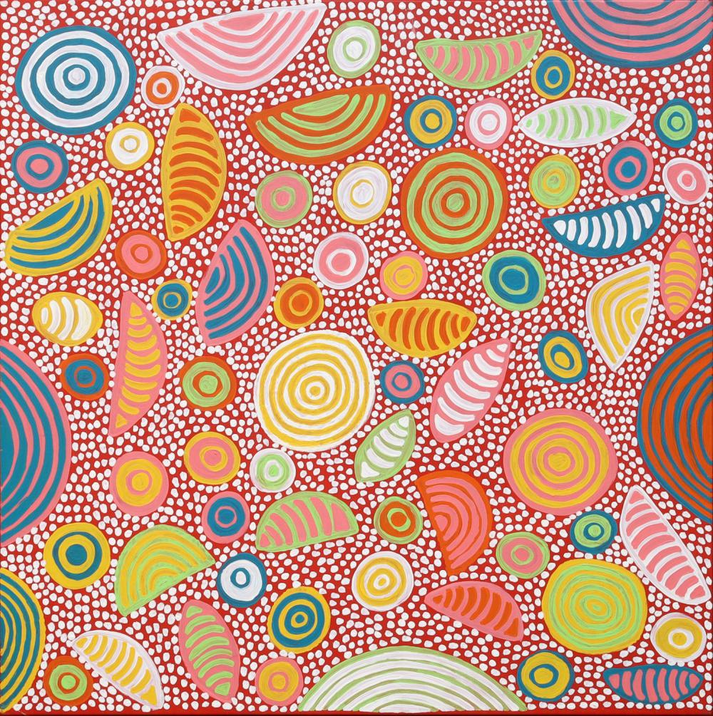 Marcia Reid Nangala comparable auction result: marcia reid nangala women s business acrylic on linen 101cm x 100cm