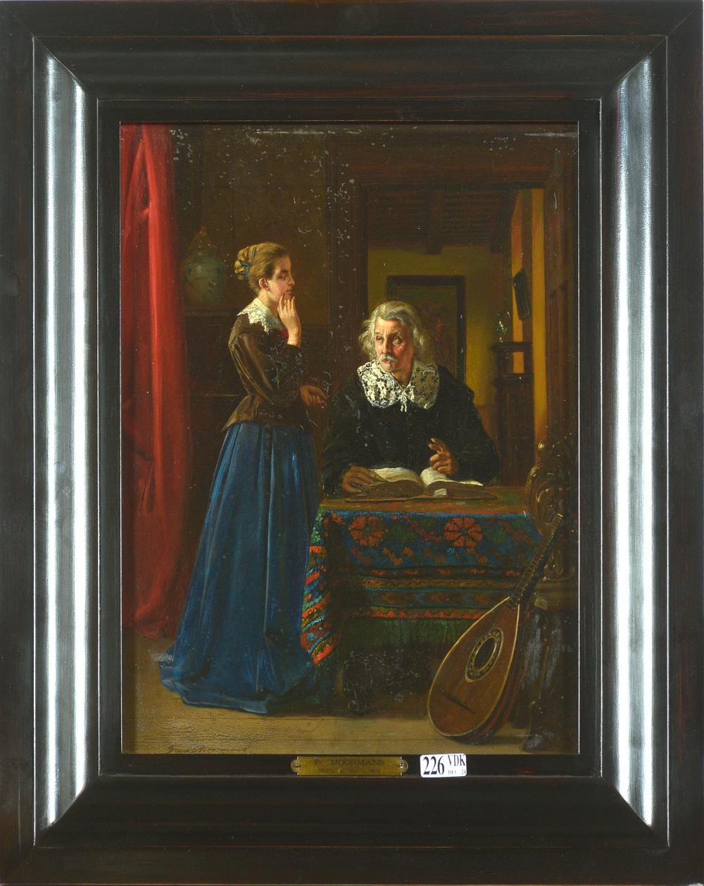 Franciscus Leonardus Johannes Moormans comparable auction result: huile sur panneau la le on de musique sign en