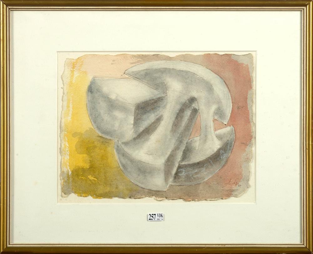 Augustín Cárdenas comparable auction result: aquarelle sur papier composition monogramm en