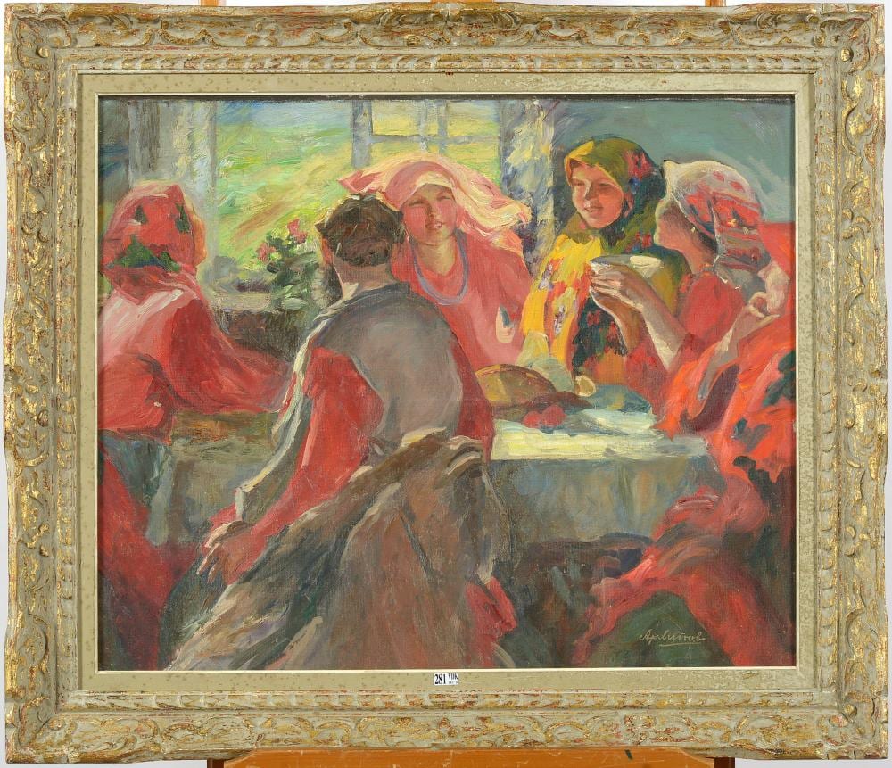 Abram Efimovic Archipov comparable auction result: huile sur toile maroufl e sur panneau d unalit pa