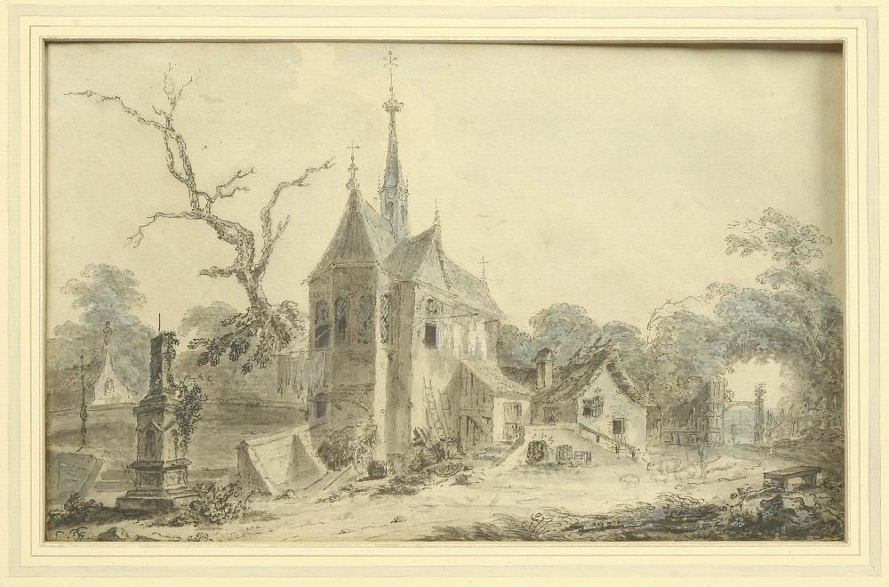 dessin et aquarelle sur papier chapelle gothique · Vanderkindere · 2024-12-11 Claude Louis Chatelet comparable auction result: dessin et aquarelle sur papier chapelle gothique