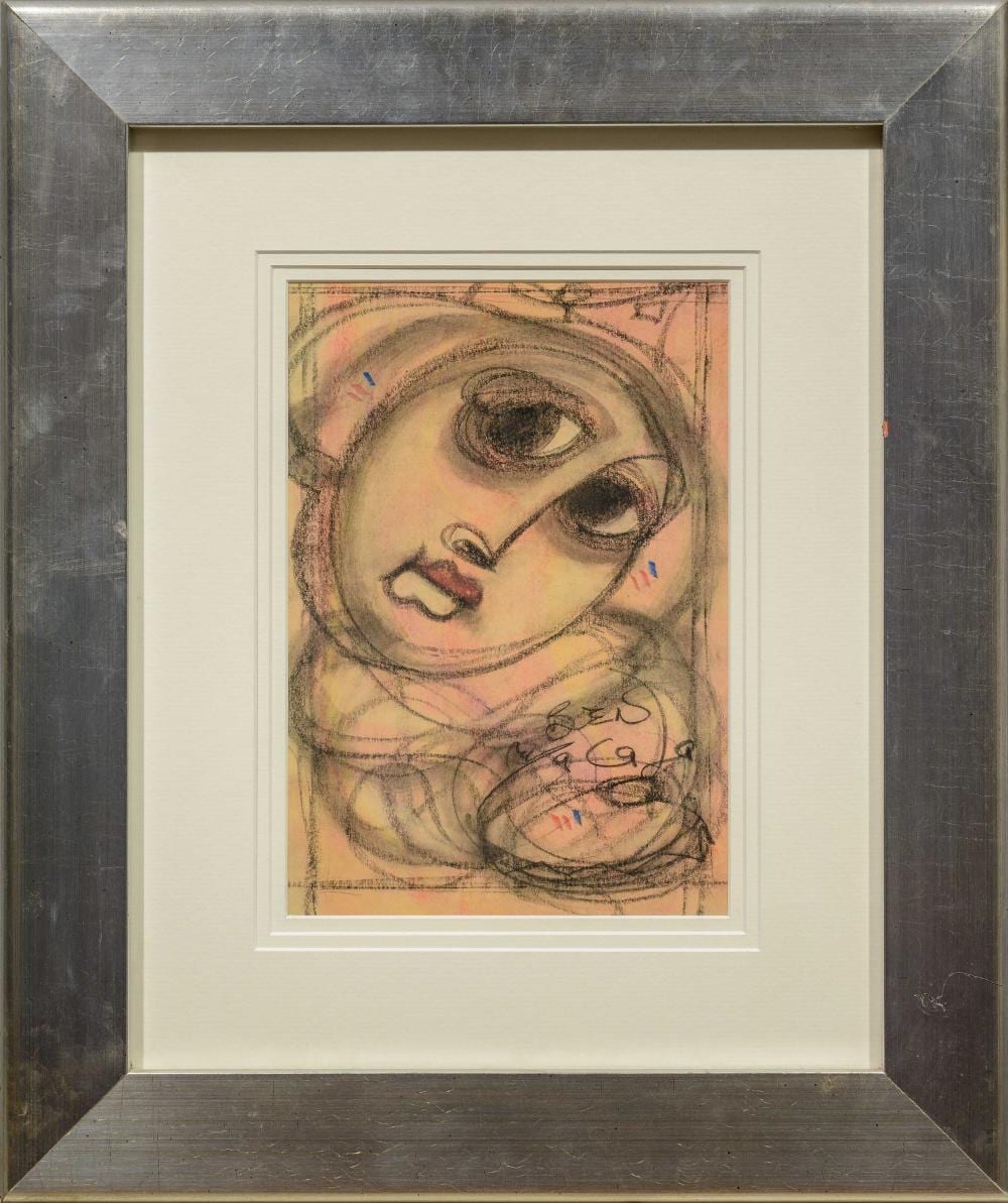 Benjamin Mzimkulu Macala comparable auction result: ben macala sa 1938 1997 2 x mixed medias faces signed 30 x 20 each
