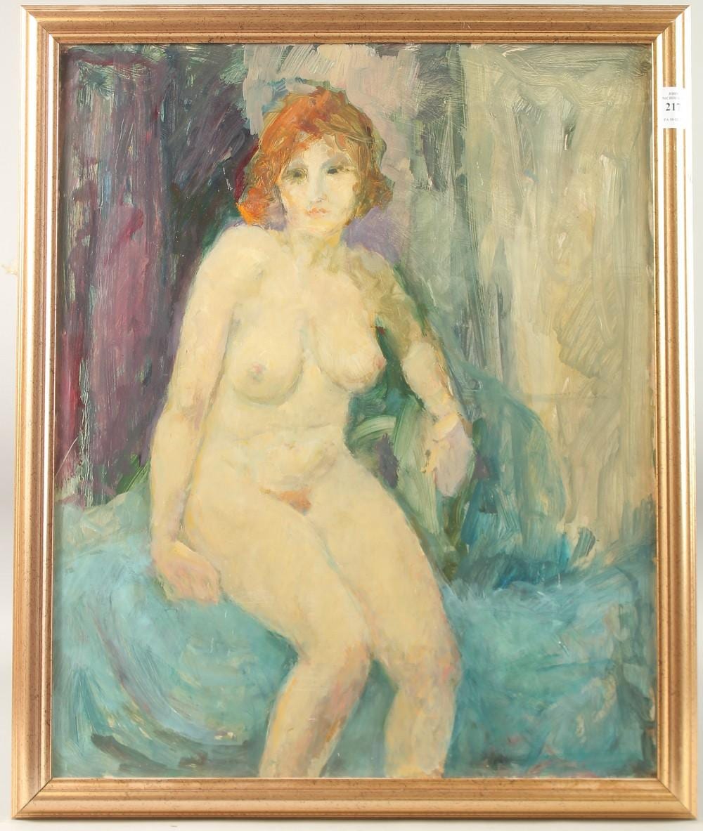 Frank Dobson comparable auction result: frank dobson 1888 1963 a seated female nude oil on board 22 x 18 56 x 46cms