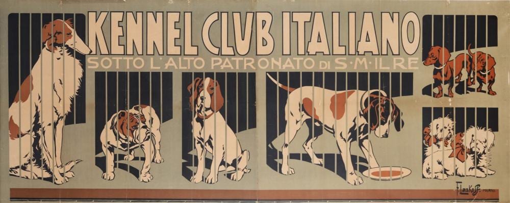 Franz Laskoff comparable auction result: franz laskoff 1869 1921 dal manifesto pubblicitario esposizione internazionale del kennel club italiano