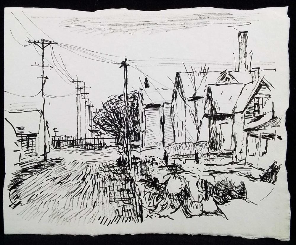 karl mattern iowa landscape pen ink on paper · EJ'S Auction & Appraisal · 2024-12-07 Karl Mattern comparable auction result: karl mattern iowa landscape pen ink on paper