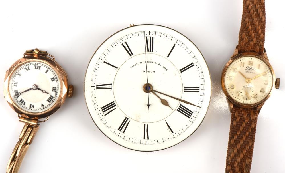 Thomas (1918) George comparable auction result: three gold cased wristwatches and a loose thomas r