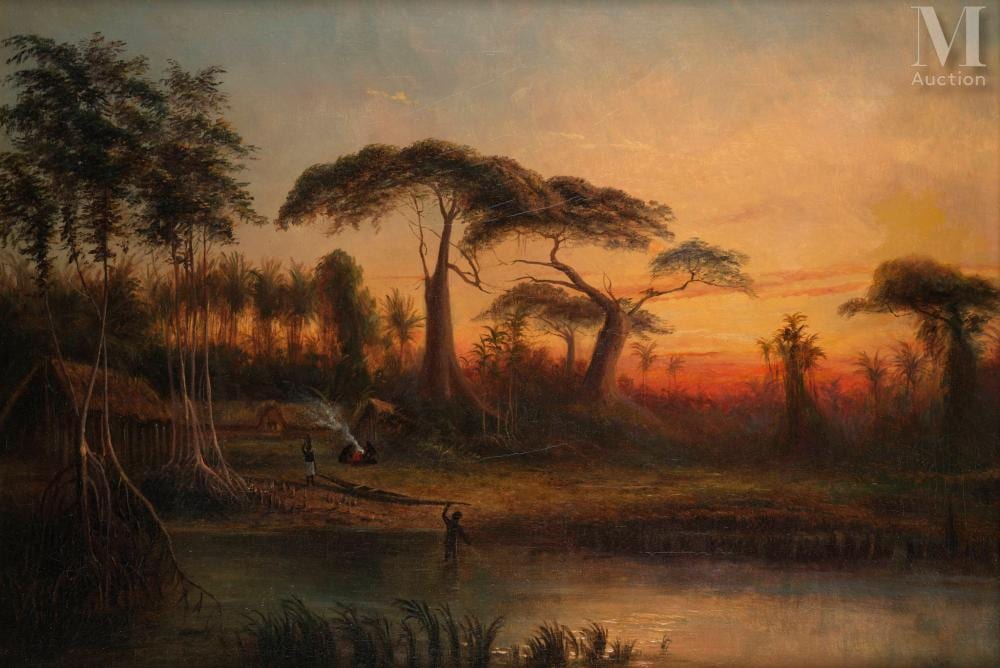 Fritz Klingelhöfer comparable auction result: fritz klingelh fer 1832 1903 paysage d afrique au coucher du soleil