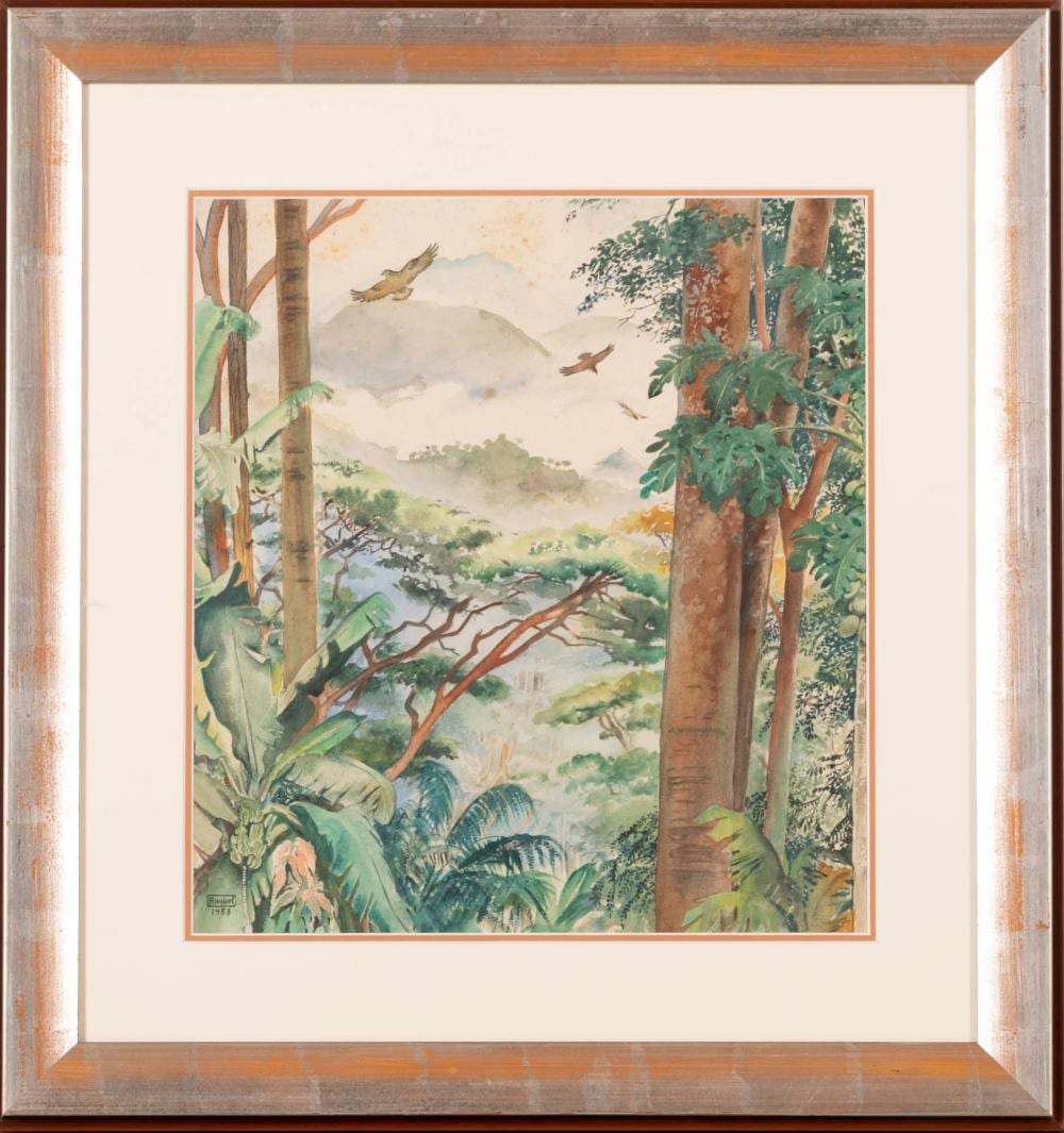 raquel roque gameiro 1889 1970 paisagem aguarela sobre papel assinado e datado de 1953 dim aprox 45 x 41 cm dim total aprox 71 x 66 cm · Palácio do Correio Velho · 2024-12-09 Raquel Roque Gameiro comparable auction result: raquel roque gameiro 1889 1970 paisagem aguarela sobre papel assinado e datado de 1953 dim aprox 45 x 41 cm dim total aprox 71 x 66 cm