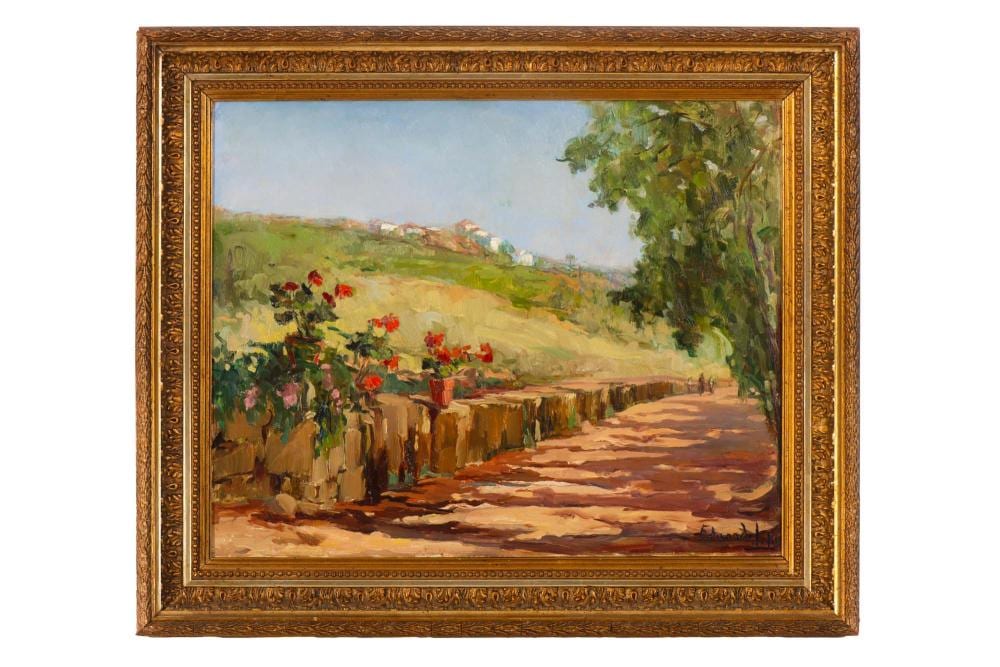 Eduarda Lapa comparable auction result: eduarda lapa 1896 1976 paisagem com caminho leo sobre contraplacado assinado e verso assinado e datado de 1931 dim aprox 33 x 41 cm