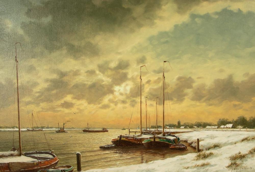 Herman Jozef Wijngaard comparable auction result: herman jozef wijngaard 1922 2012 gezicht op de waal bij tiel bij winter