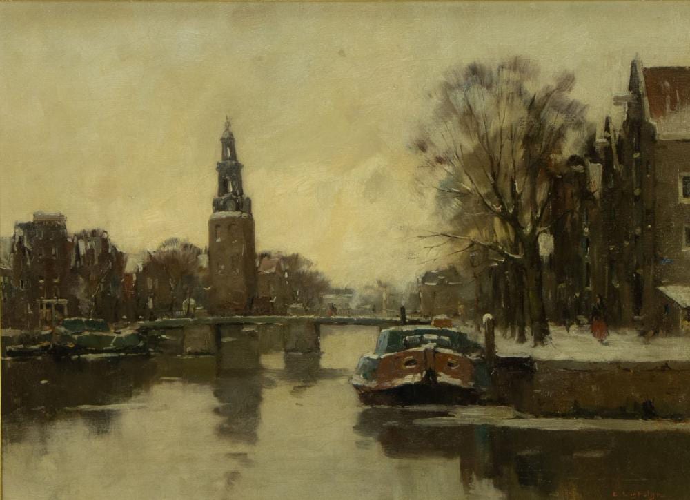 Evert Jan Ligtelyn comparable auction result: evert jan ligtelijn 1893 1975 winters gezicht op de montelbaanstoren