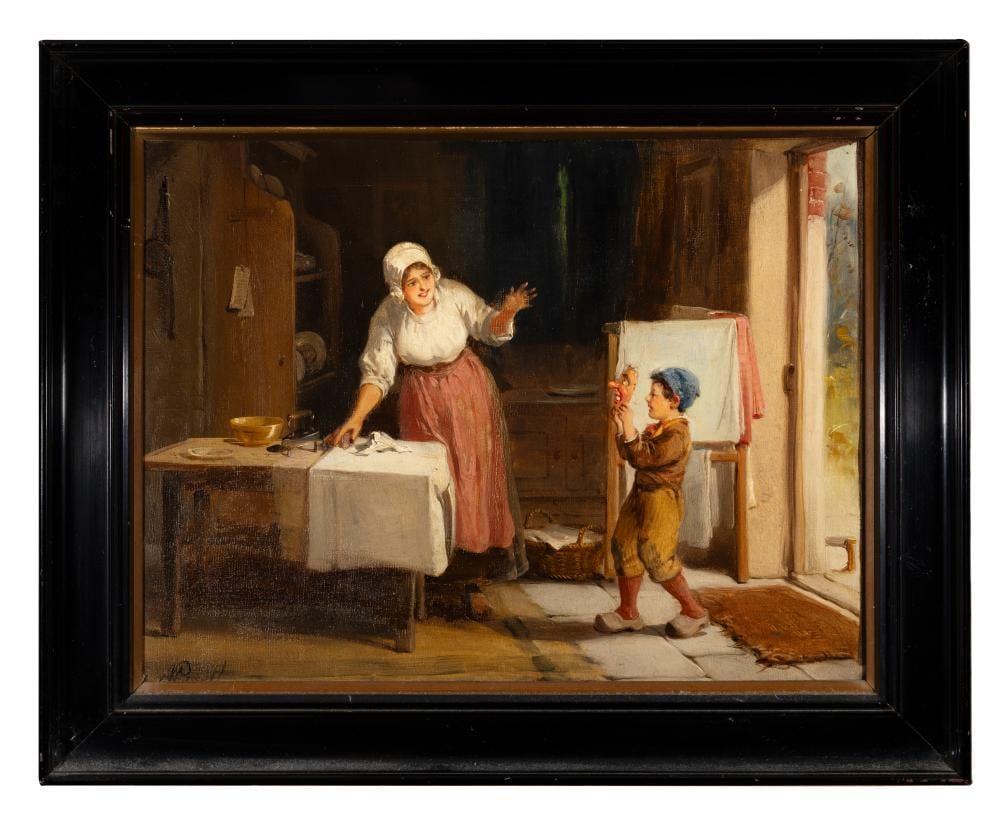 Alexander Rosell comparable auction result: alexander rosell 1859 1922 cottage interior with a mother and child oil on canvas 33 5 x 44cm signed