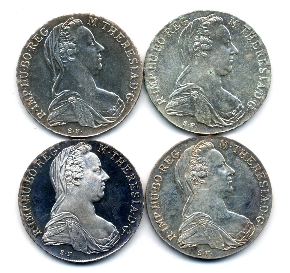 (4) 1780 Austria Maria Theresa Thaler Silver Restrike sold by Mebane Antique Auction, lot 55 — auction record photograph