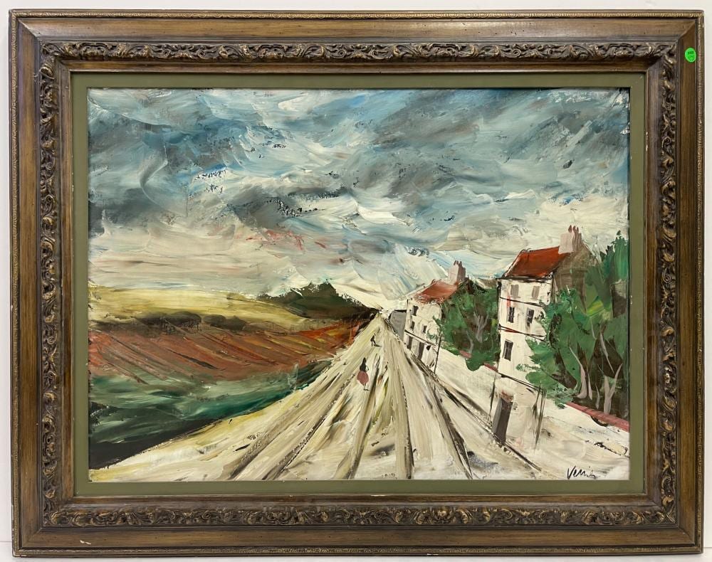 Maurice Verrier comparable auction result: maurice verrier b 1917 france french countryside landscape oil on compressed cardboard framed 30 5x38