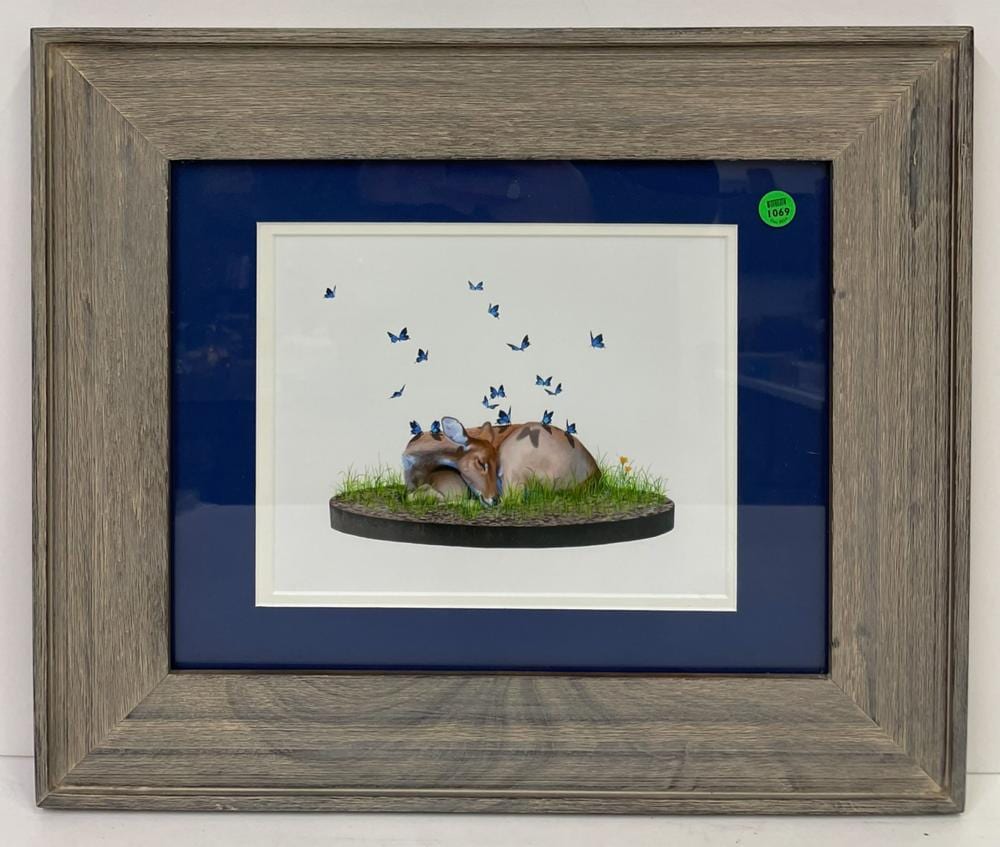 josh keyes b 1969 oregon dawn ii tiny showcase lithograph 2013 framed 16x19 tiny showcase coa in frame · District Auction · 2024-12-12 Josh Keyes comparable auction result: josh keyes b 1969 oregon dawn ii tiny showcase lithograph 2013 framed 16x19 tiny showcase coa in frame