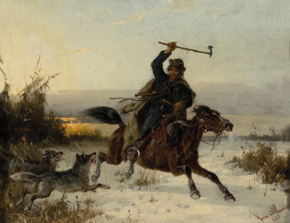 Adolf van der Venne comparable auction result: adolf van der venne winter landscape attack of the