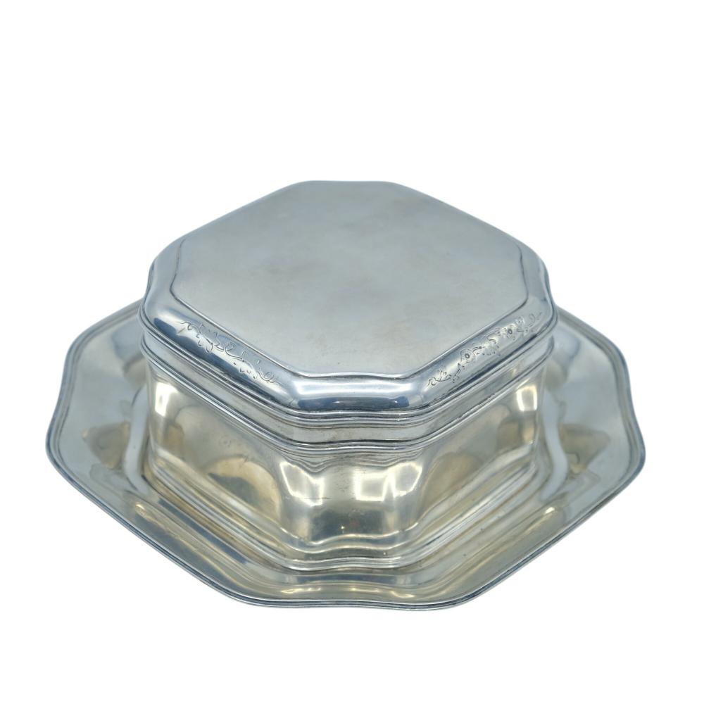 19th Century Silver Cookie Jar on Serving Tray sold by Ald Fryslan, lot 172 — auction record photograph