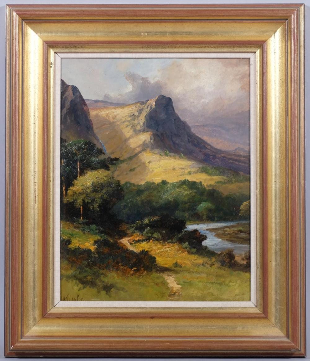 Frank Thomas Carter comparable auction result: frank thomas carter 1853 1934 eel crag borrowdale autumn morning after rain oil on board si
