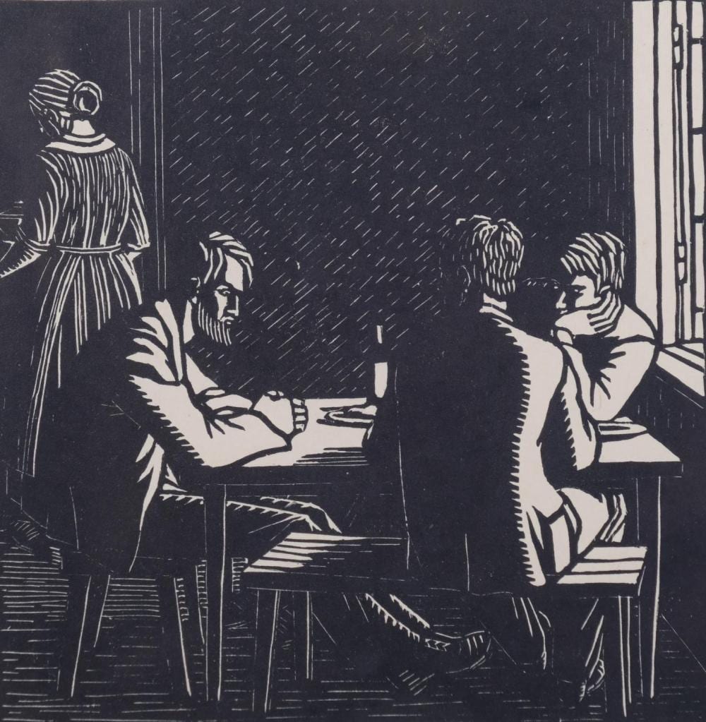 Gwendolen Raverat comparable auction result: gwen raverat 1885 1957 wood engraving on paper the bolshevists 15 5cm x 15 5cm mounted glazed