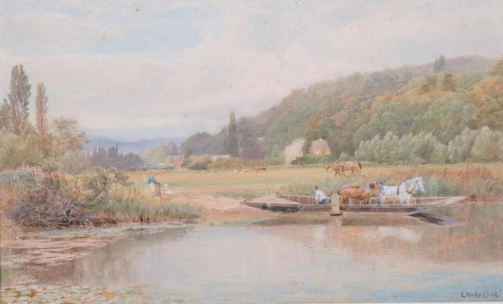 Ebenezer Wake Cook comparable auction result: ebenezer wake cook 1843 1926 19th century view of ferry at henley on thames watercolour signe