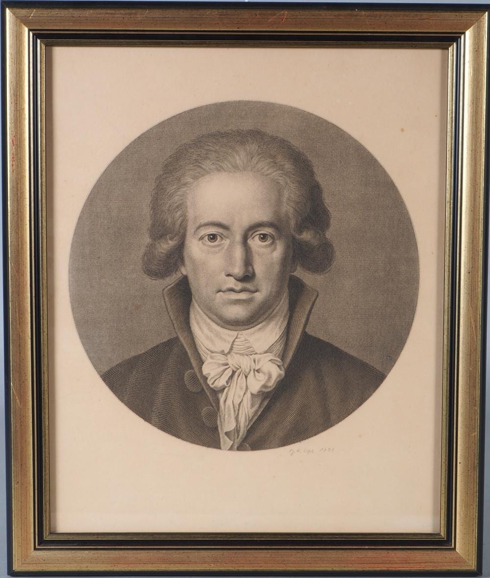 johann heinrich lips 1758 1817 copperplate engraving goethe 1791 · Auktionshaus Wersching · 2024-12-14 Johann Heinrich Lips comparable auction result: johann heinrich lips 1758 1817 copperplate engraving goethe 1791