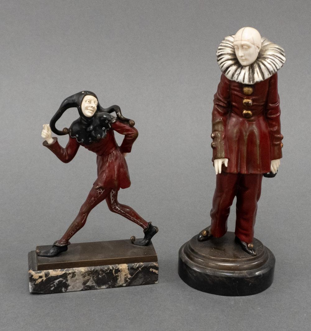 Dorothea Charol comparable auction result: dorothea charol german 1889 1963 cold painted bronzes of harlequin and pierrot both mounted on marble base h of taller 9 in 22 9 cm