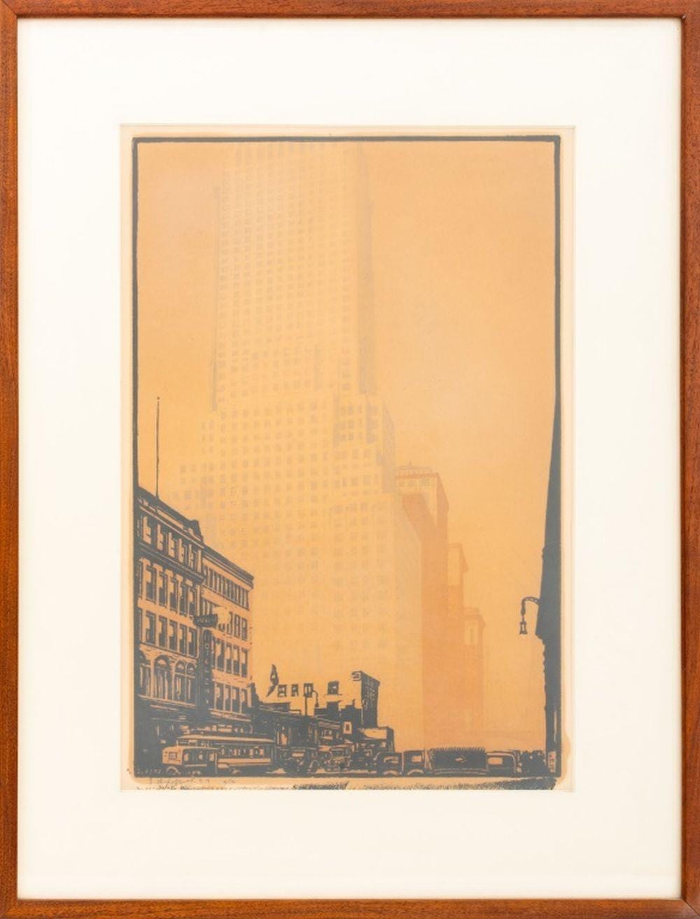 Emile Verpilleux comparable auction result: emile antoine verpilleux chanin building woodcut