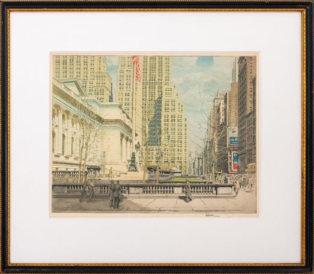 karl dehmann fifth ave public library aquatint · Auctions at Showplace · 2025-01-30 Karl Dehmann comparable auction result: karl dehmann fifth ave public library aquatint