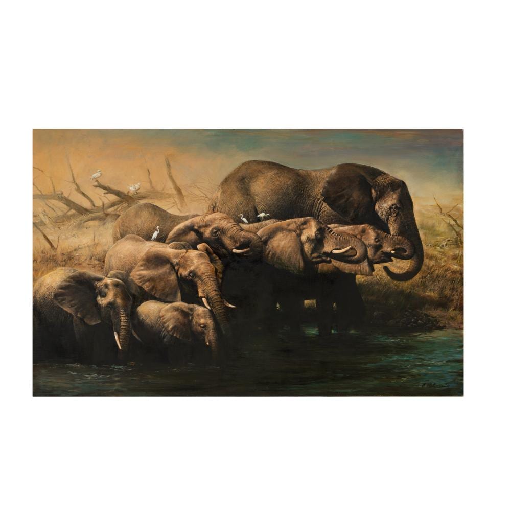 Adolf Sehring comparable auction result: adolf sehring american 1930 2015 elephants at waterhole
