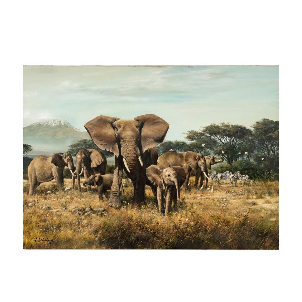 Adolf Sehring comparable auction result: adolf sehring american 1930 2015 elephants and zebras in the field