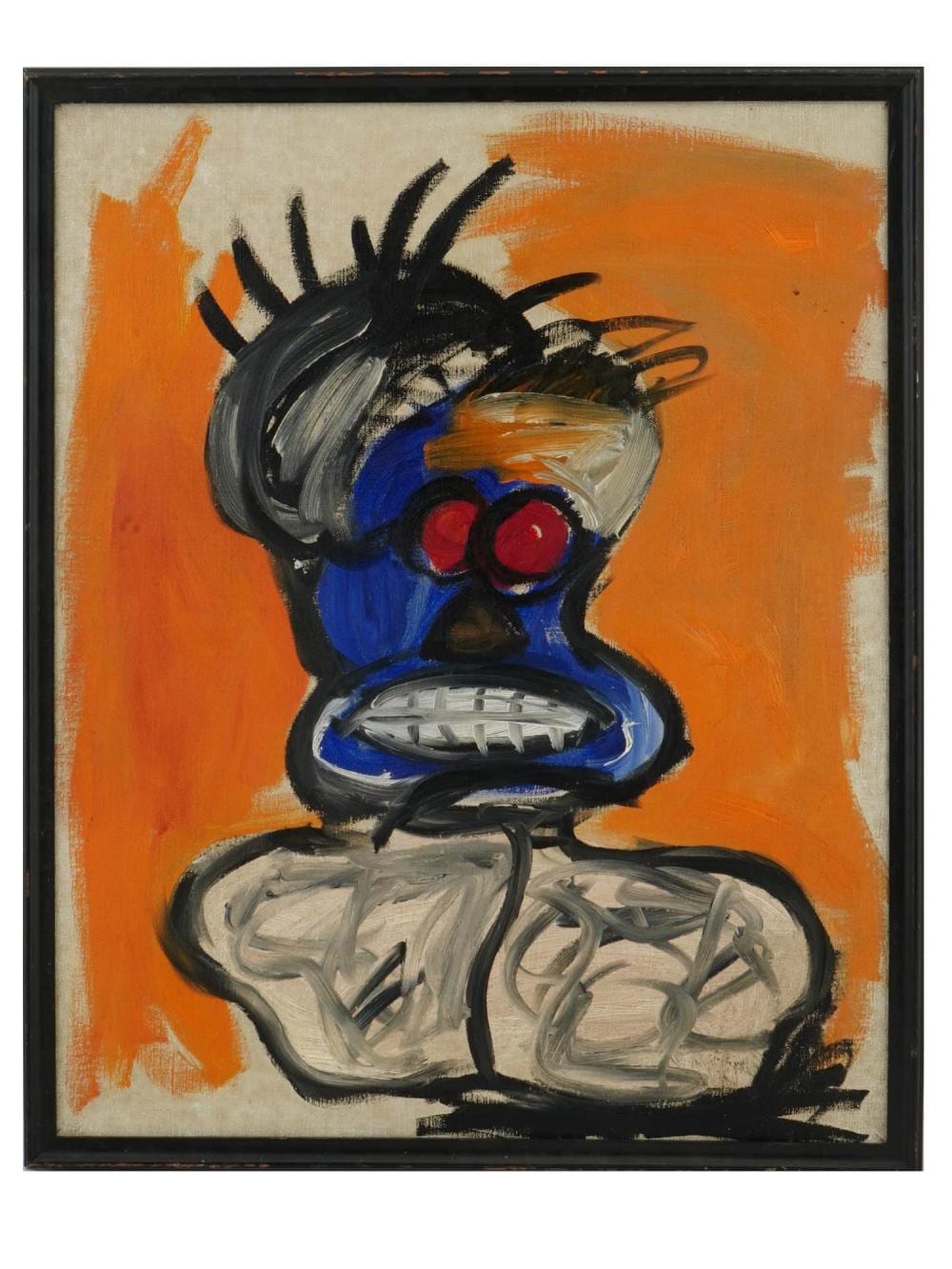 ATTR TO JEAN MICHEL BASQUIAT MIXED MEDIA PAINTING sold by Antique Arena Inc, lot 28 — auction record photograph