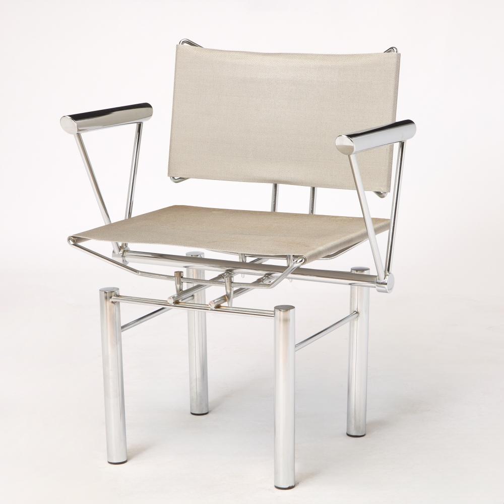 Hans Ullrich Chromed Metal and Canvas "Bitsch" Armchair Late 20th century sold by DOYLE Auctioneers & Appraisers, lot 408 — auction record photograph