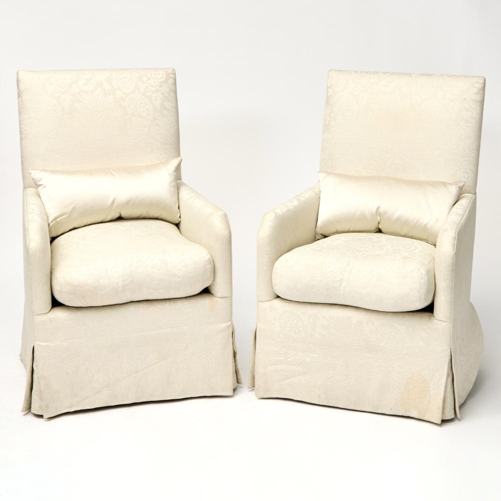 Pair of John Saladino Upholstered Armchairs Late 20th century sold by DOYLE Auctioneers & Appraisers, lot 425 — auction record photograph
