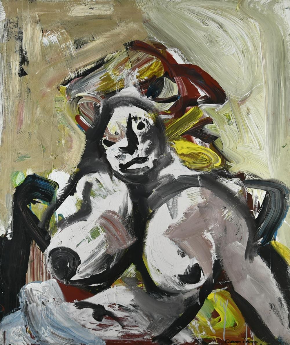 Bernard Damiano comparable auction result: bernard damiano 1926 2000 le statue 1978 olio
