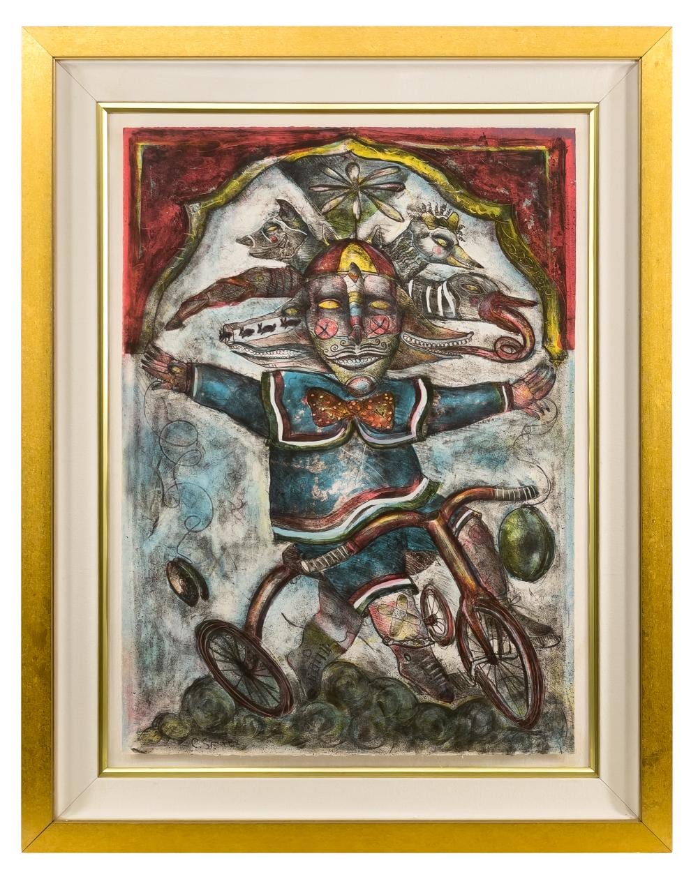Alejandro Colunga comparable auction result: alejandro colunga clown on tricycle lithograph