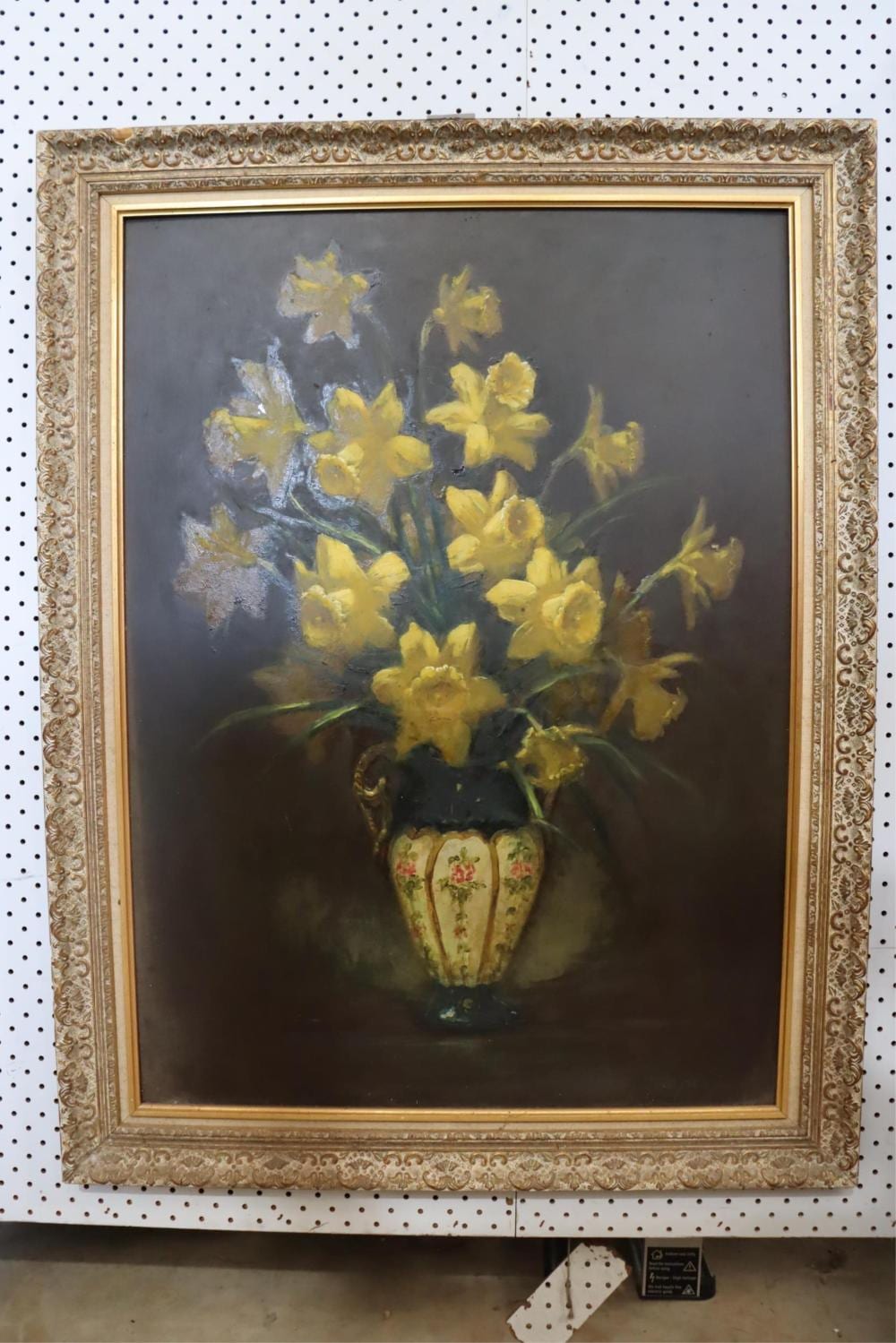 Dixon Copes comparable auction result: dixon copes 1914 2002 oil on board still life of daffodil in a vase approx 74cm x 53cm