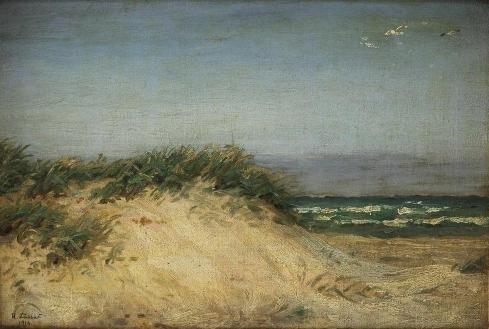 Holger Lübbers comparable auction result: holger lubbers danish1850 1931 oil painting seascape seashore dunes